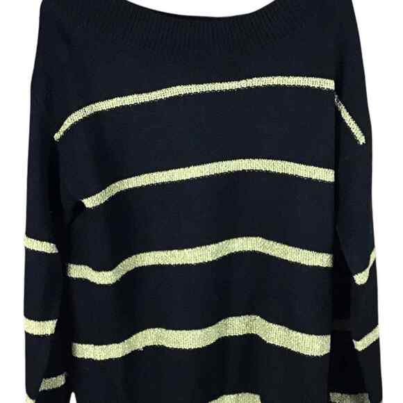 Treasure & Bond Women’s Size Small Black Gold Metallic Stripe Tunic Sweater - Picture 4 of 9